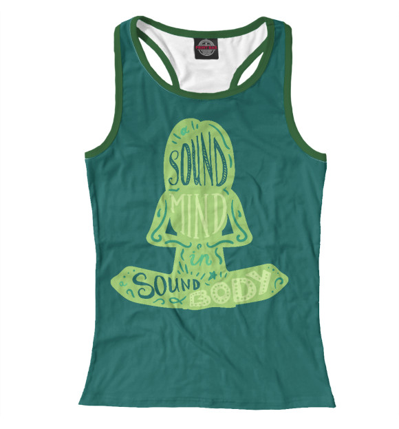 Женская майка-борцовка с изображением Йога цвета Белый