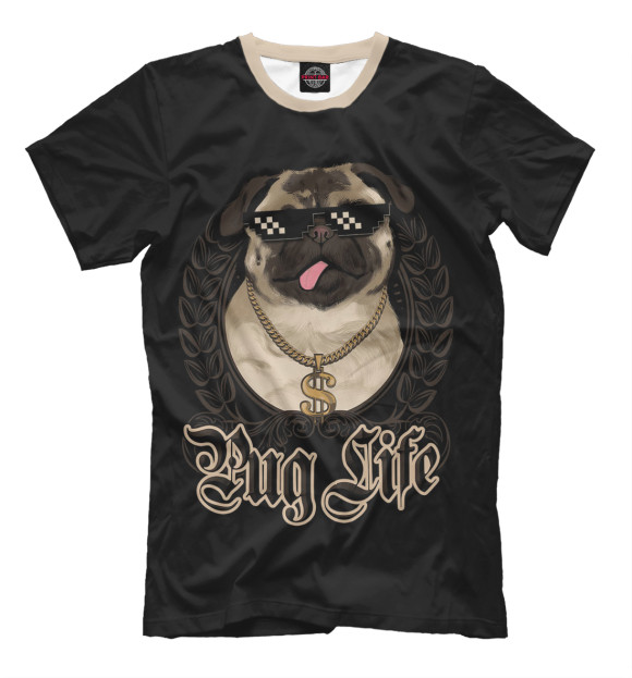 Футболка для мальчиков с изображением Pug life цвета Черный