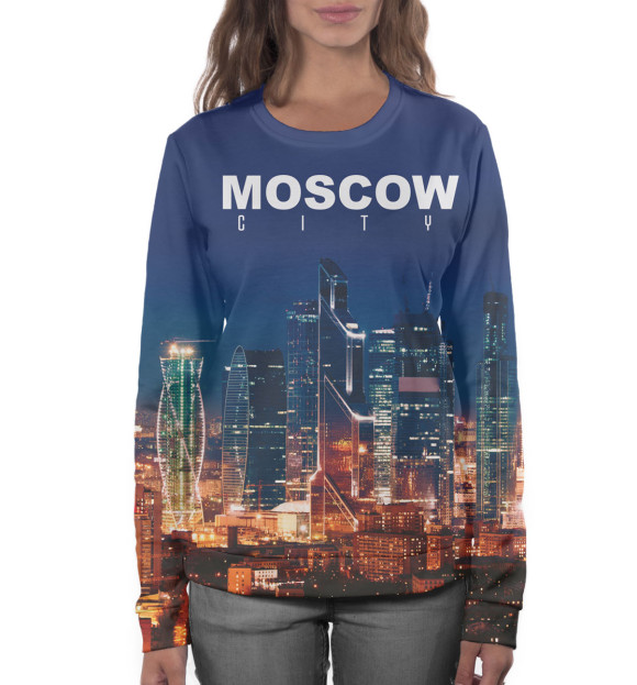 Женский свитшот с изображением Москва цвета Белый