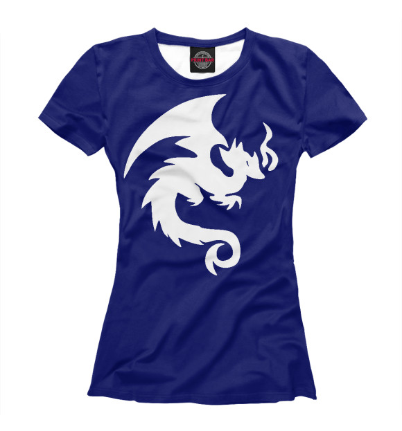 Женская футболка с притом Дракон цвета Белый Женская футболка с изображением Дракон цвета Белый