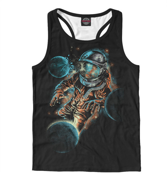 Мужская майка-борцовка с изображением Космическое воздействие цвета Белый