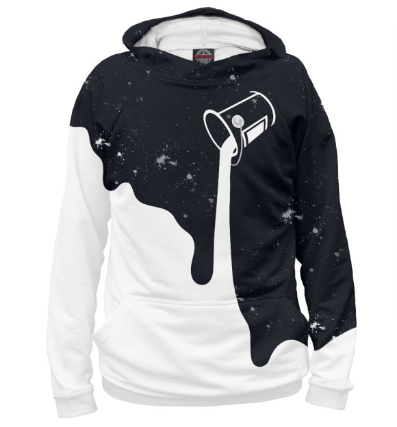 Женское худи с изображением Чёрно-белое цвета Белый