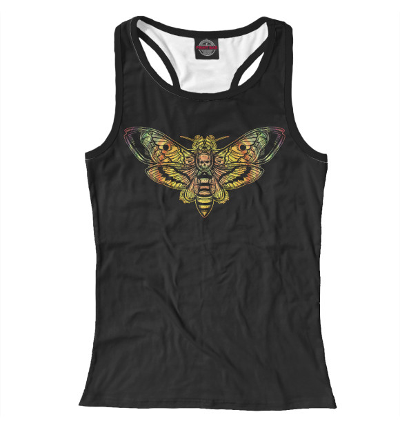 Женская майка-борцовка с изображением Бражник мертвая голова цвета Белый