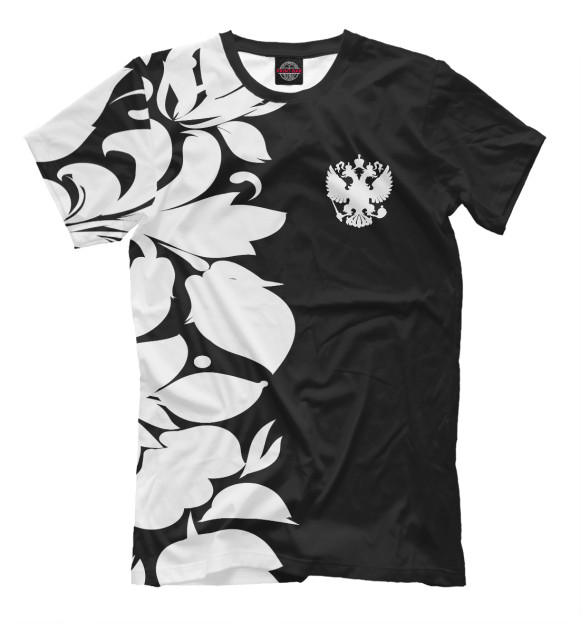 Футболка для мальчиков с изображением Russia Black&White Ornament цвета Черный