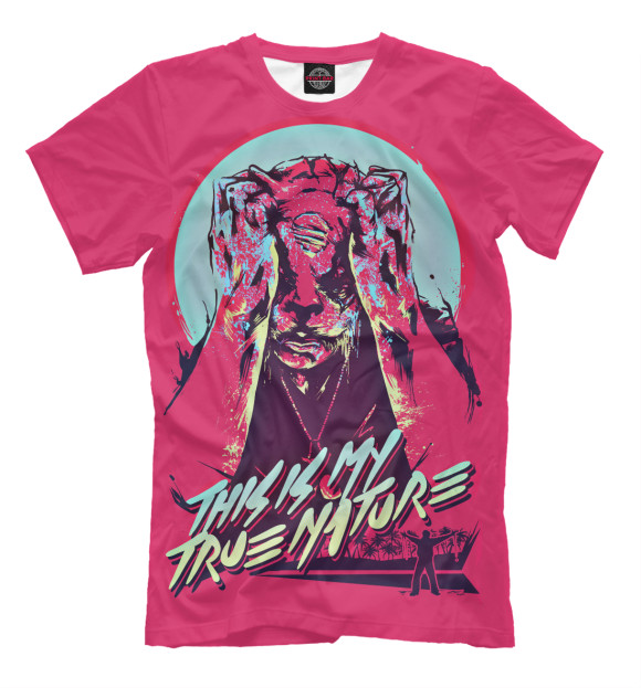 Мужская футболка с изображением Hotline Miami цвета Темно-розовый