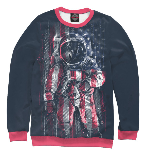 Мужской свитшот с изображением Американский астронавт цвета Белый