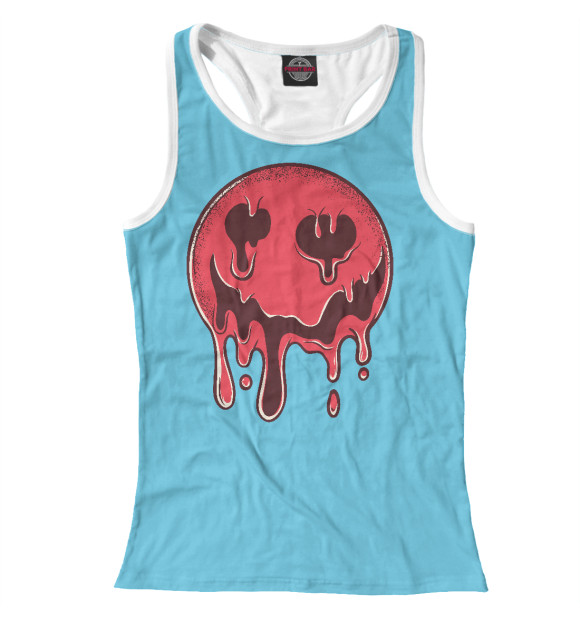 Женская майка-борцовка с изображением Расплавленный смайлик цвета Белый