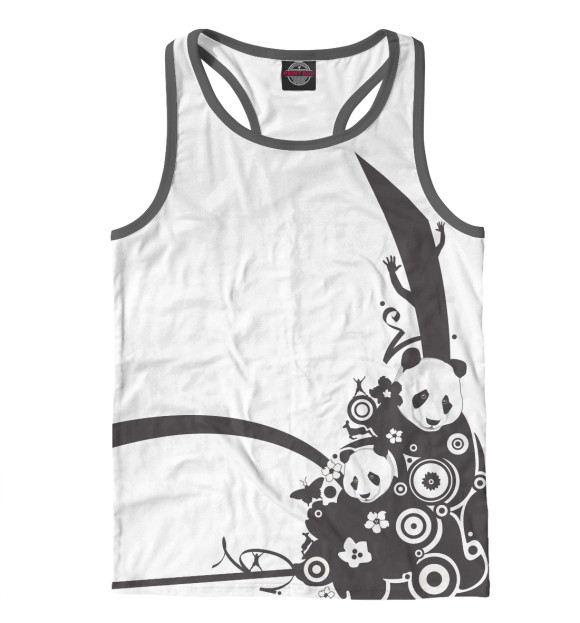 Мужская майка-борцовка с изображением Панды цвета Белый