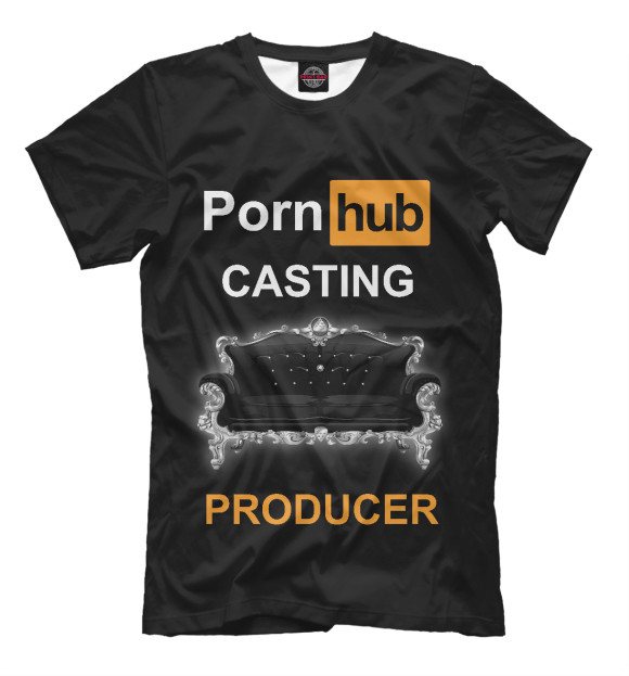 Мужская футболка с изображением Кастинг продюсер Pornhub цвета Белый