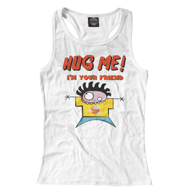 Женская майка-борцовка с изображением Hug me (обнимашки) цвета Белый