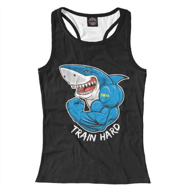 Женская майка-борцовка с изображением Спортивная Акула цвета Белый