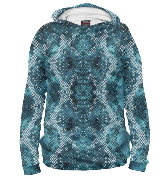 Мужское худи с изображением Piton blue цвета Белый