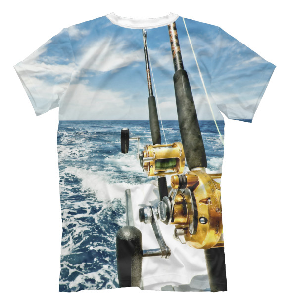 Мужская футболка с изображением Gold fishing цвета Белый