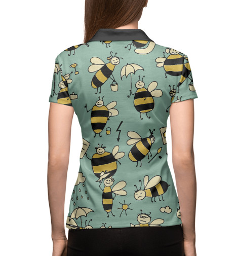 

Поло Print Bar, Белый, Пчёлки