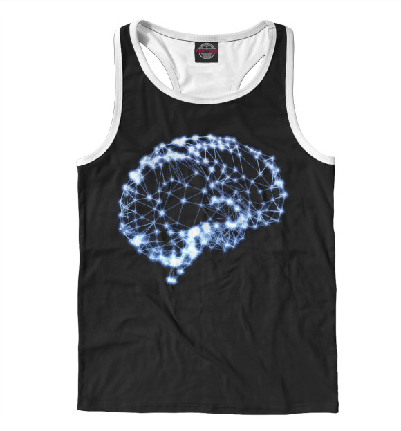 Мужская майка-борцовка с изображением Brain цвета Белый