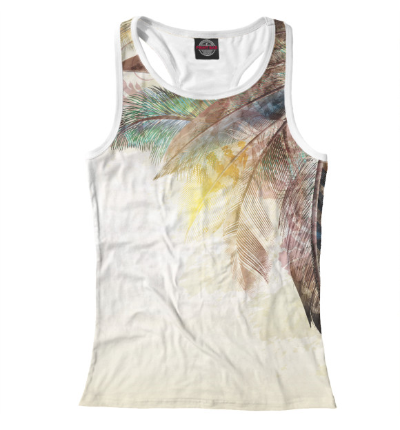 Женская майка-борцовка с изображением Shiny Feathers цвета Белый