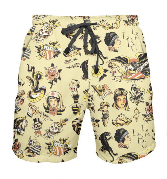 Мужские шорты с изображением Татуировки цвета Белый