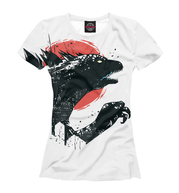 Женская футболка с изображением Godzilla цвета Белый