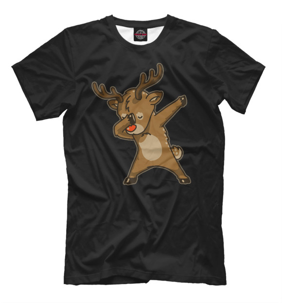 Мужская футболка с изображением Deer Dab цвета Белый