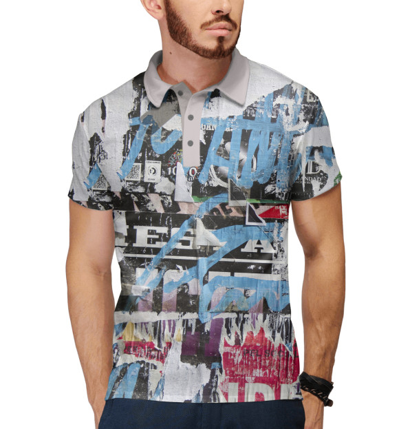 Мужское поло с притом Стрит-арт цвета Белый Мужское поло с изображением Стрит-арт цвета Белый