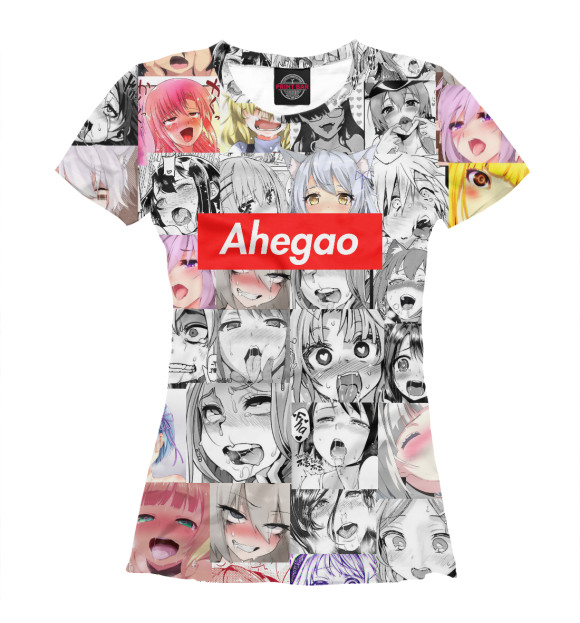 Футболка для девочек с изображением Ahegao цвета Белый