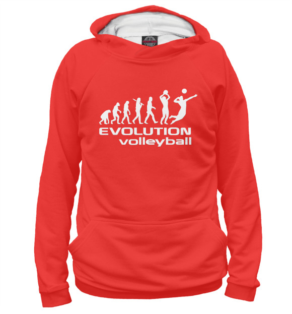 Женское худи с изображением Evolution (volleyball) цвета Белый