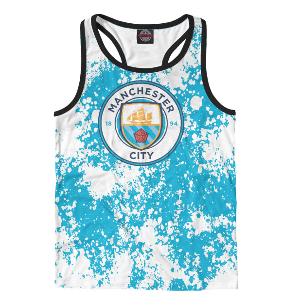 Мужская майка-борцовка с изображением Manchester City цвета Белый