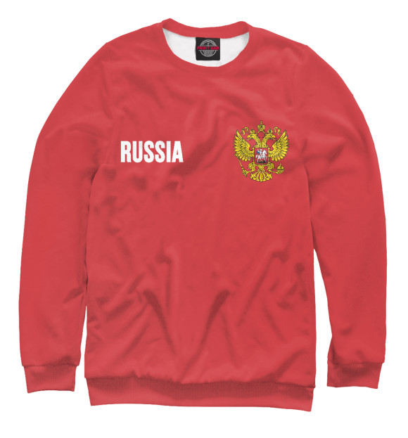 Мужской свитшот с изображением Russia Герб цвета Белый