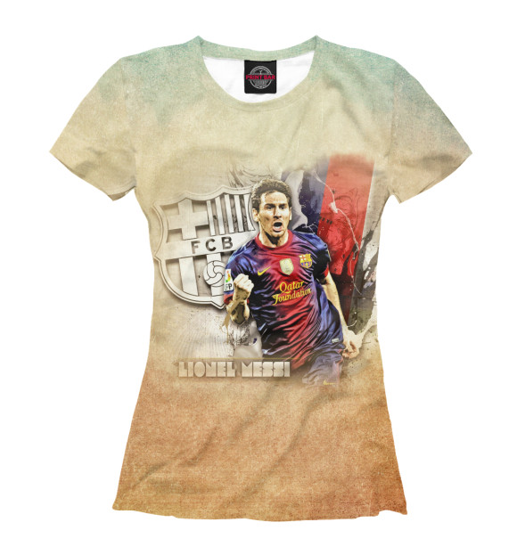 Женская футболка с изображением Lionel Messi цвета Белый