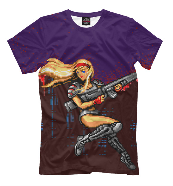 Мужская футболка с изображением Contra Hard Corps: Sheena цвета Белый