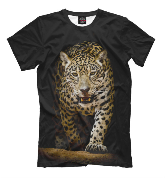 Мужская футболка с изображением Leopard цвета Черный