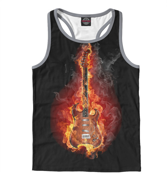 Мужская майка-борцовка с изображением Электро Гитара цвета Белый