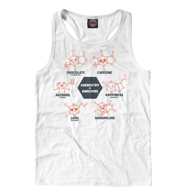 Мужская майка-борцовка с изображением Химия это круто цвета Белый