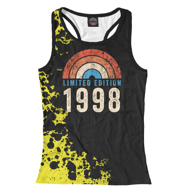 Женская майка-борцовка с изображением Vintage 1998 Limited Editio цвета Белый