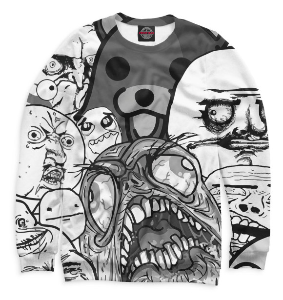 Мужской свитшот с изображением Мемы цвета Белый