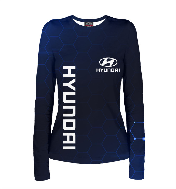 Женский лонгслив с изображением Хендай, Hyundai цвета Белый