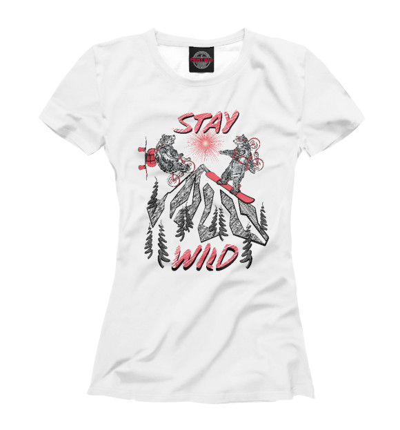 Женская футболка с изображением Stay wild цвета Белый
