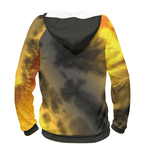 Мужское худи с изображением Лисичка - Контур - Tie-Dye цвета Белый