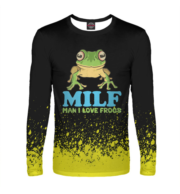 Мужской лонгслив с изображением MILF Man I Love Frogs цвета Белый