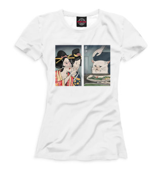 Женская футболка Мем с котом. Японский стиль