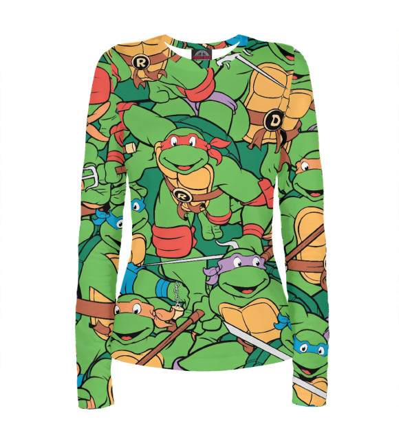 Женский лонгслив с изображением Черепашки-ниндзя цвета Белый