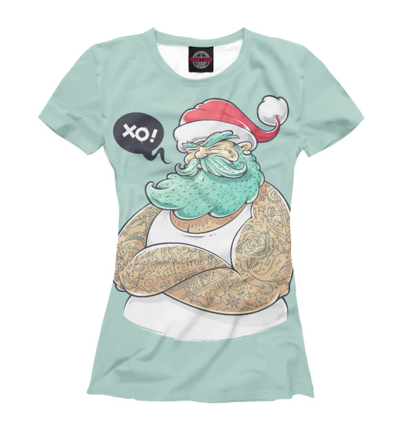 Женская футболка с изображением Santa Hipster цвета Белый