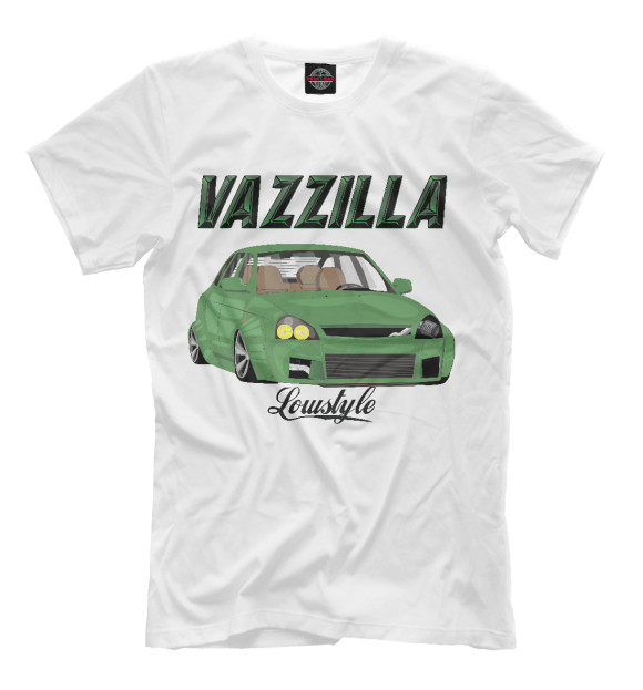 Мужская футболка с изображением Lada Priora Vazzilla цвета Молочно-белый