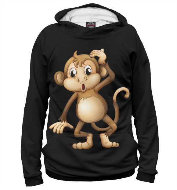 Женское худи с изображением Футболка Обезьянка цвета Белый