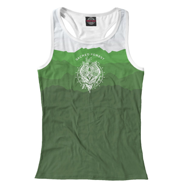Женская майка-борцовка с изображением Sacred forest цвета Белый