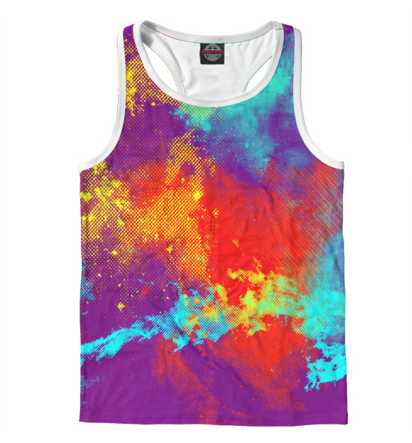 Мужская майка-борцовка с изображением Потертость красок цвета Белый