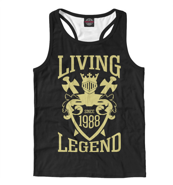 Мужская майка-борцовка с изображением 1988 - живая легенда цвета Белый