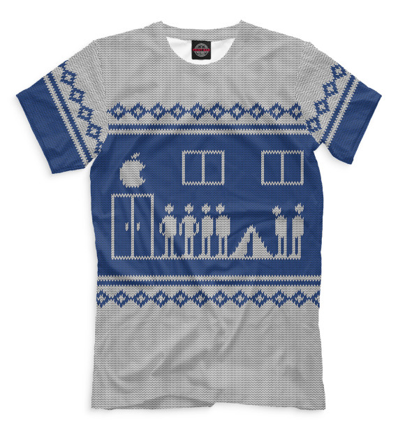 Мужская футболка с изображением Свитер с оленями цвета Серый