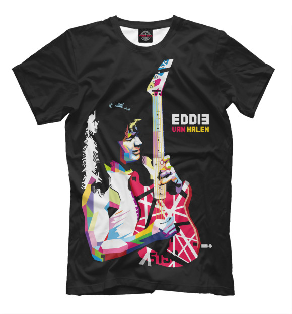 Мужская футболка с изображением Eddie Van Halen цвета Черный