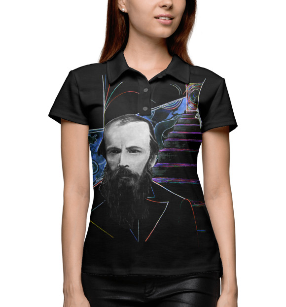 Женское поло с изображением Достоевский цвета Белый